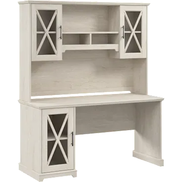 Lennox 60W Farmhouse Desk with Hutch and Storage Cabinet