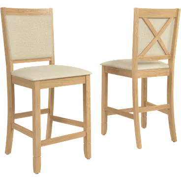 Key West Upholstered Cross Back Dining Counter Stool - Set of 2