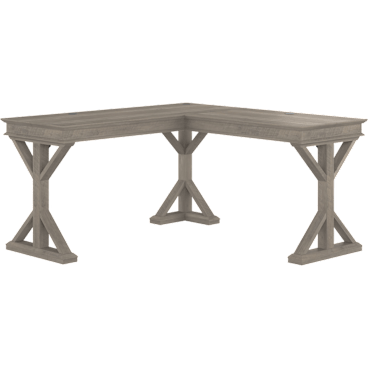 Homestead 60W Farmhouse L Shaped Desk in Driftwood Gray