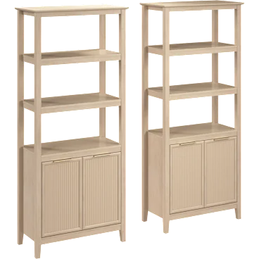 2-Pack: Camille Fluted 5 Shelf Bookcase with Doors
