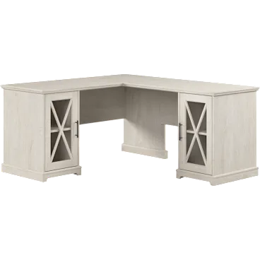 Lennox 60W Farmhouse L Shaped Desk with Storage Cabinets