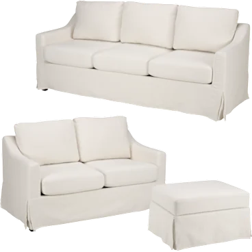 Harper 80W Sofa, 57W Loveseat, and Storage Ottoman with Slipcovers