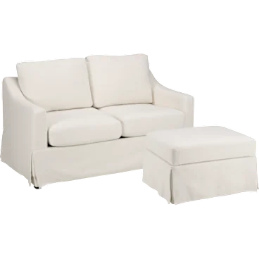 Harper 57W Loveseat and Storage Ottoman with Slipcovers