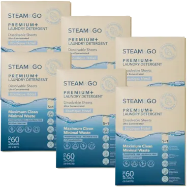 6-Pack: Steam & Go Laundry Sheets (180 sheets / 360 loads)