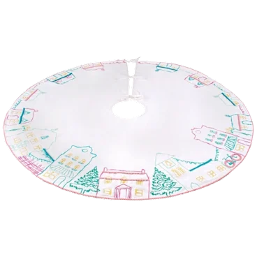 National Tree Company Village Scene Embroidery Velvet Tree Skirt