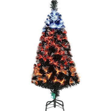 National Tree Company 4' Black Fiber Optic Tree with Candy Corn Lights