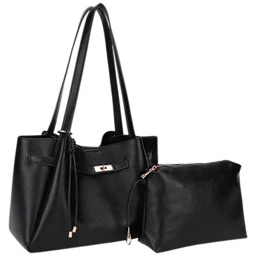 Poppy & Harper Lucy 2-Piece Soft Body Tote with Inner Bag & Hanging Charm