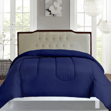 Luxury Home Lightweight Solid Microfiber Comforter - Navy - Queen