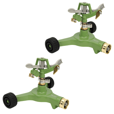 2-Pack: Martha Stewart 6" Heavy-Duty Metal Impulse Sprinkler with Wheel Base