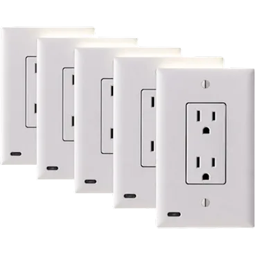5-Pack: Hakol Outlet Cover with Built-In LED Top/Bottom Night Light