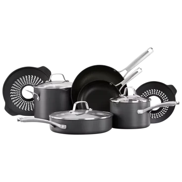 Calphalon Classic 10-Piece Hard-Anodized Cookware Set with No-Boil-Over Inserts