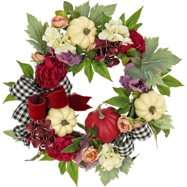 National Tree Company 22" Harvest Wreath with Peony, Pumpkin & Bow