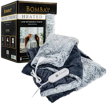 Bombay Faux Fur Reversible Heated Throw