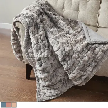 Alpine Valley Ruched Faux Fur Throw