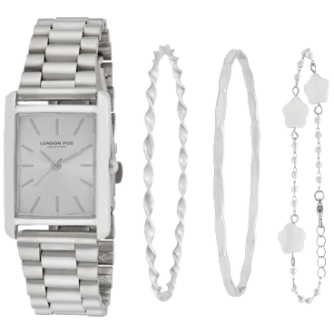 London Fog 4-Piece Watch & Bracelets Set