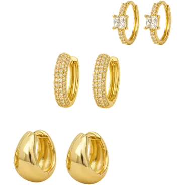 3-Pack: Dloria Dainty Huggie Hoop Earrings
