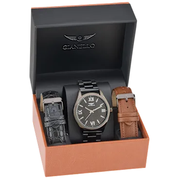 Gianello Interchangeable 3-Strap Watch Set
