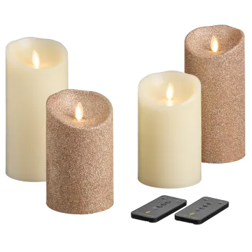 Luminara 4-Piece Flameless Smooth & Glitter Candles