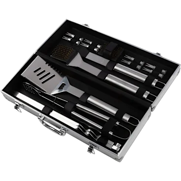 Home Complete 16-Piece BBQ Grill Accessories Set with Aluminum Case