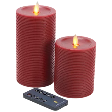 2-Pack: Luminara Textured Striped Flameless Pillar