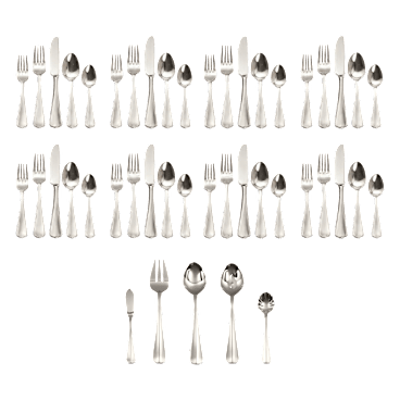 Kitchinox Georgetown 45-Piece Mirrored Stainless Flatware Set