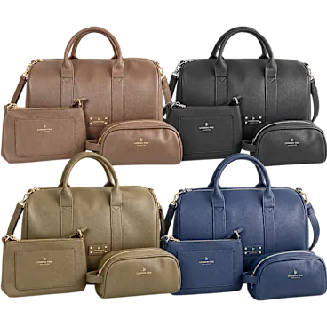 London Fog Jessica 3-Piece Pebbled Vegan Leather Duffel Set