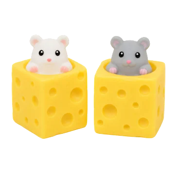 3-Pack: Infinite Basics Cheese Mouse Pop-Up Sensory Fidget Toys