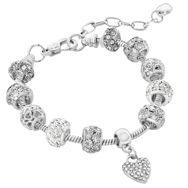 Donatello Gian Crystal Hearts Charm Bracelet