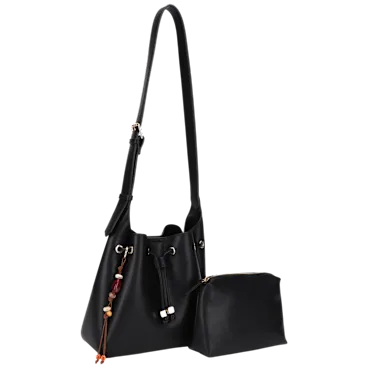 Poppy & Harper Mae Soft Bucket Drawstring Bag with Stone Accent Add-On