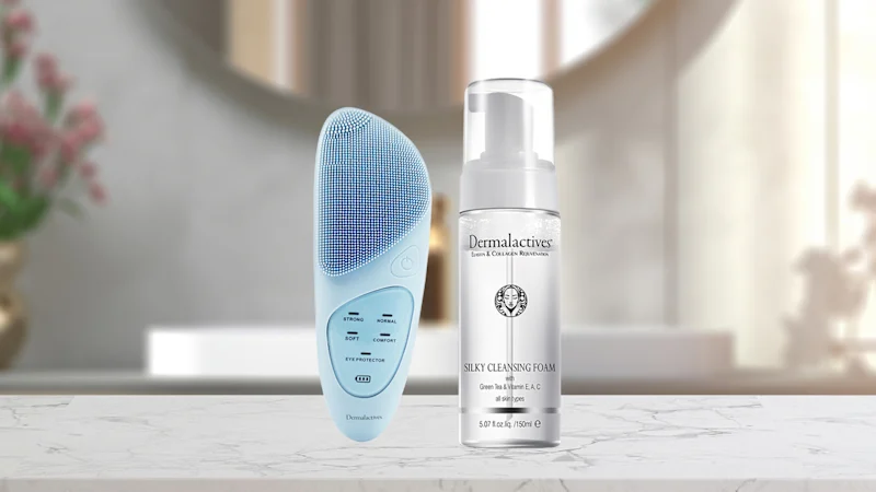 Dermalactives Pure Silk Cleanse Bundle with Sonic Cleansing Brush & Foam