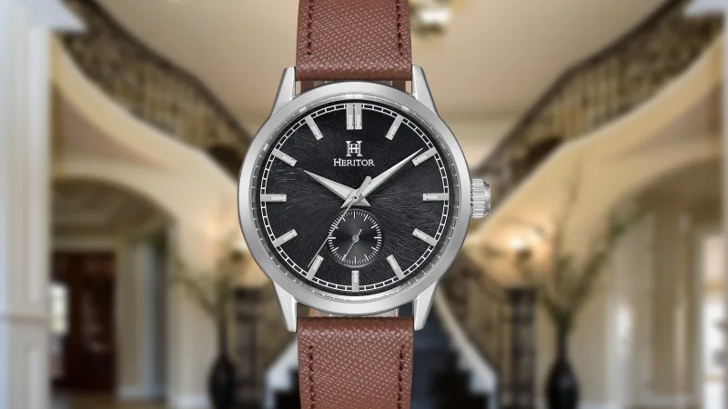 Heritor Argento Automatic Watch with Leather Strap