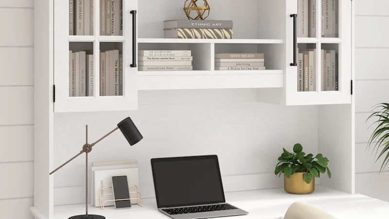 Westbrook 60W Computer Desk Hutch in White Ash