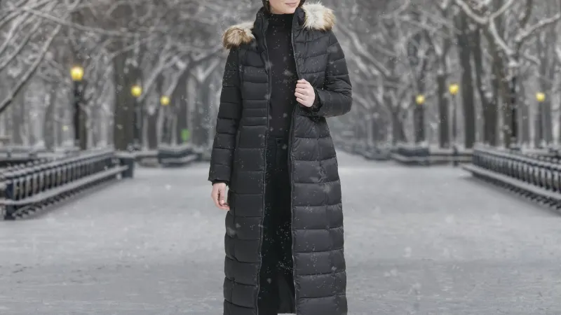 Kenneth Cole Faux Fur Trim Hooded Down Puffer Maxi Coat
