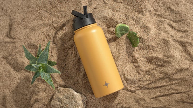 2-Pack: JoyJolt 32oz Water Bottle with Flip Lid & Sport Straw Lid