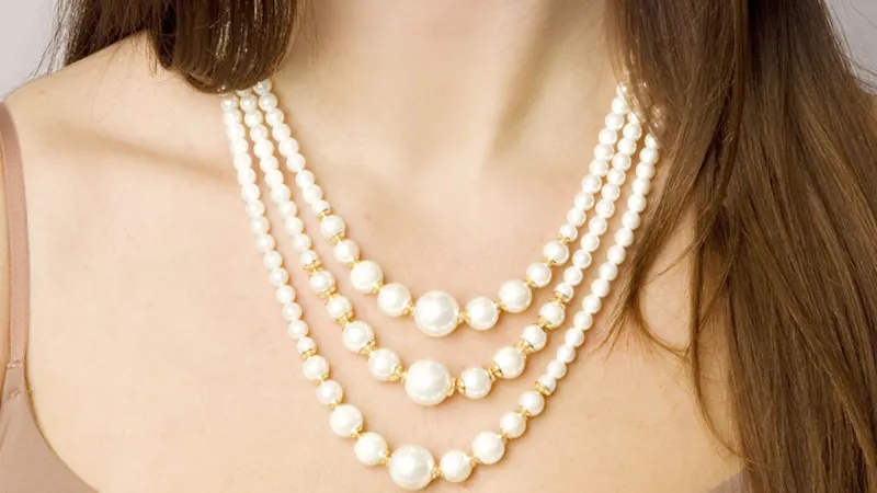 Martha Stewart Three Strand Pearl Gold Necklace