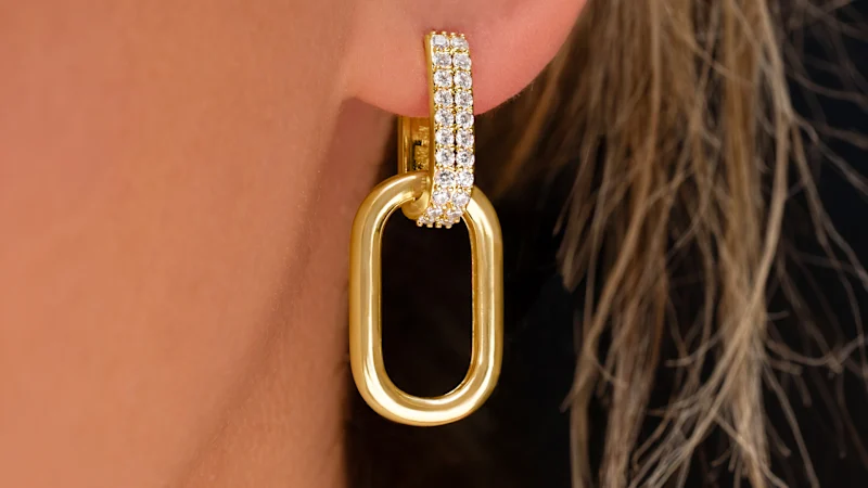 Martha Stewart Luna Gold Drop Earrings With Crystals