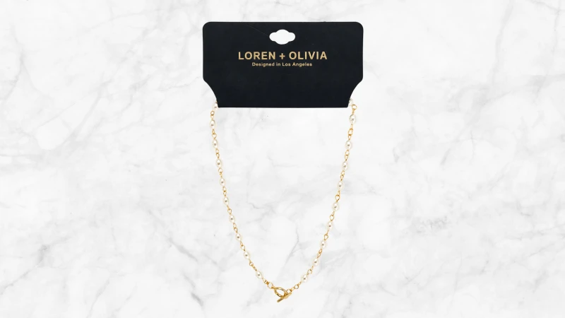 LOREN + OLIVIA Pearl & Link Necklace