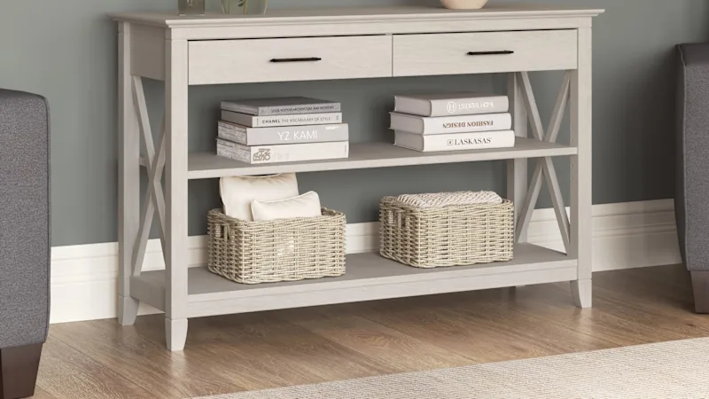 Key West Console Table with Drawers and Shelves