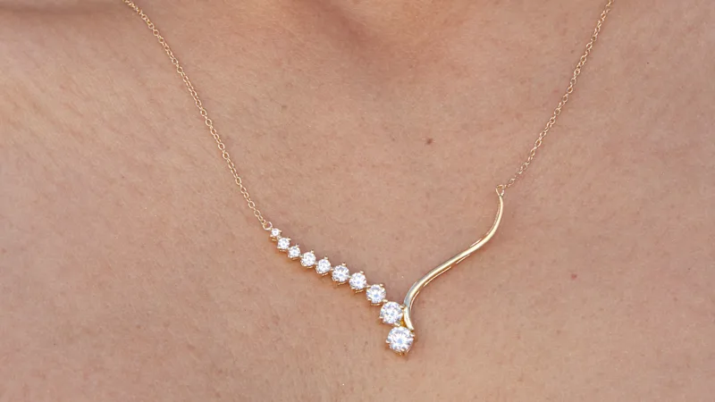 Savvy Cie Graduated CZ V Bar Necklace