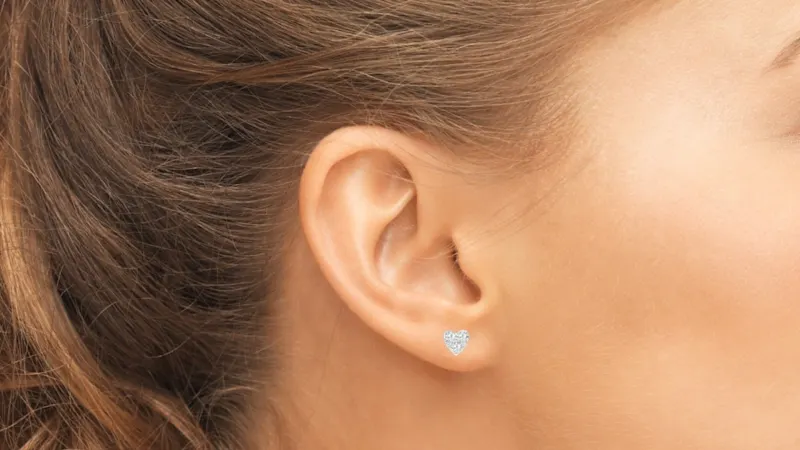 Donatello Gian Tri Stone Heart Stud Earrings
