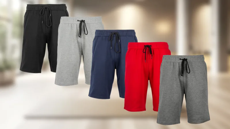 5-Pack: Blu Rock Men's Heat Seal Zipper Pocket Tech Fleece Performance Shorts