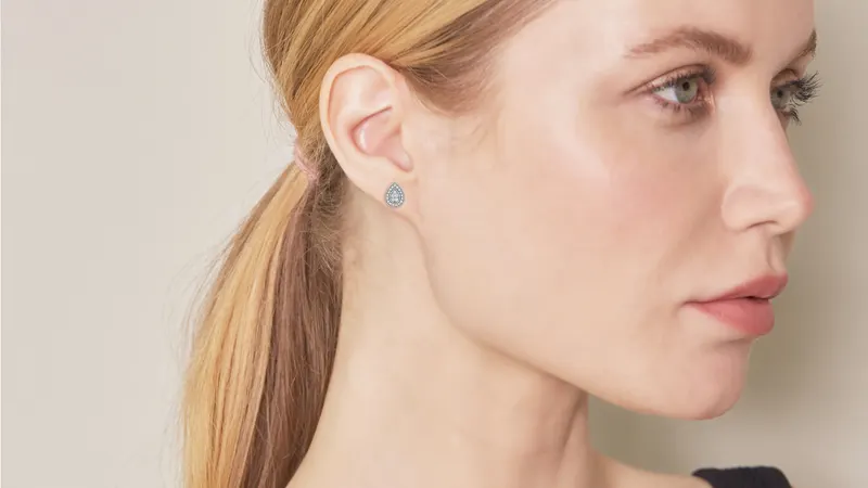 Unique Design 1/10 Carat TW Lab Grown Diamond Pear Earrings