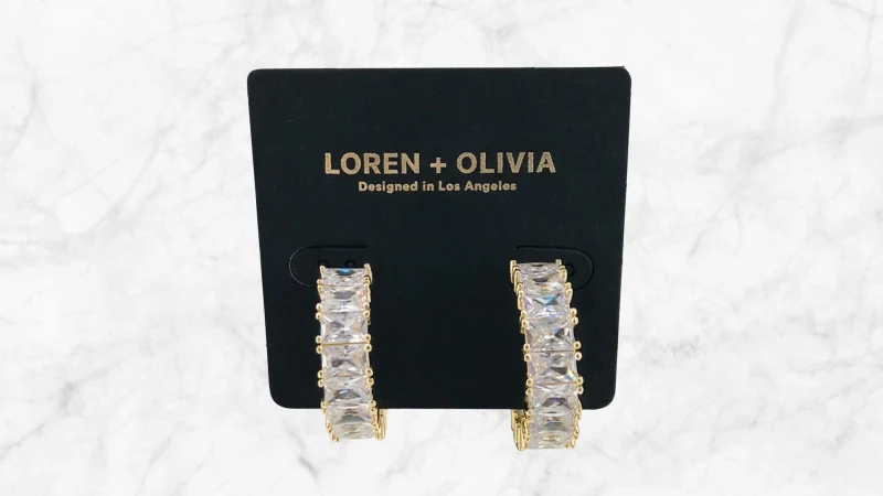 LOREN + OLIVIA CZ Baguette Hoop Earrings