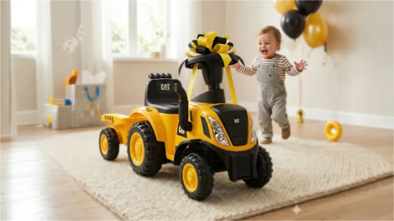 The CAT Tractor Ride-On With Trailer