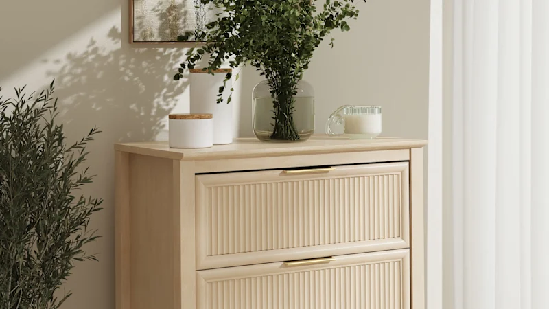 Camille Fluted 3 Drawer Dresser