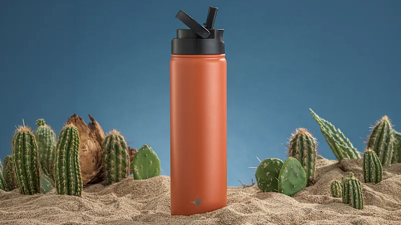 2-Pack: JoyJolt 22oz Water Bottle with Flip Lid & Sport Straw Lid