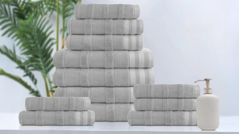 Kathy Ireland 12-Piece Jacquard Stripe Kyoto Towel Set
