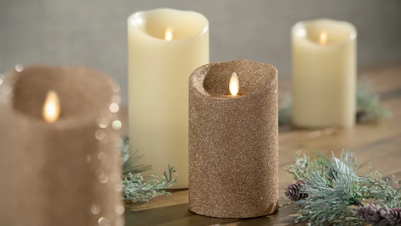 Luminara 4-Piece Flameless Smooth & Glitter Candles