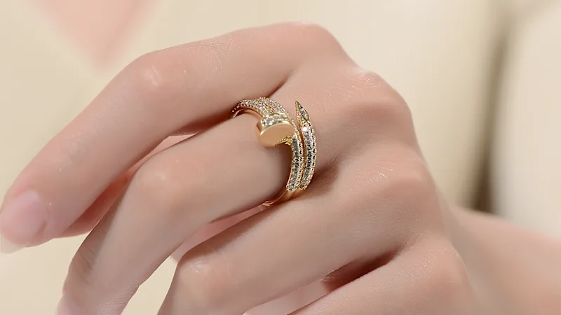 Rachel Glauber 14K Gold Plated Pave Simulated Diamond Bypass Ring