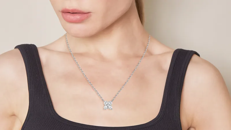 Unique Design Lab Created White Sapphire Floral Pendant Necklace